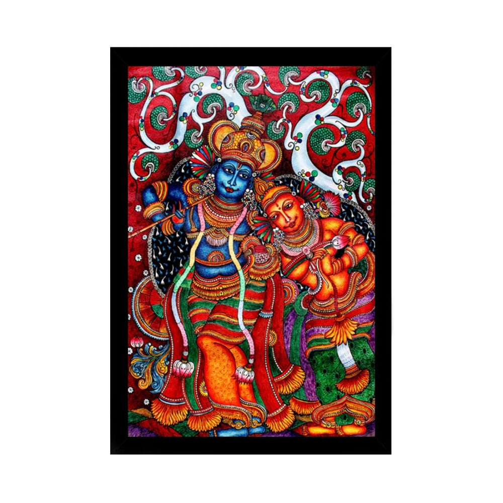 Amfyn Kerala Traditional Mural Art Painting with Synthetic Photo Frame (Multicolor)