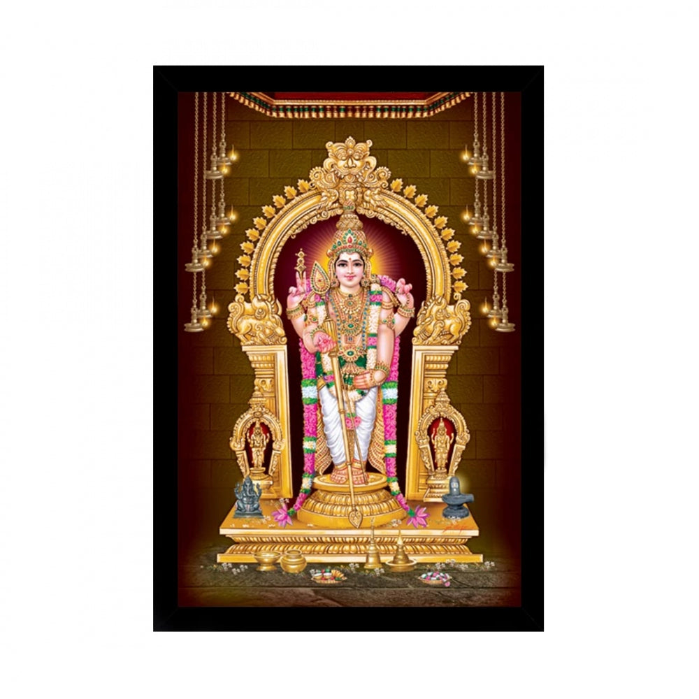 Amfyn Murugan Painting with Synthetic Photo Frame (Multicolor)