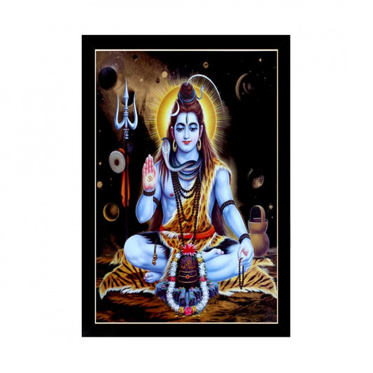 Amfyn Lord Shiva Painting with Synthetic Photo Frame (Multicolor)
