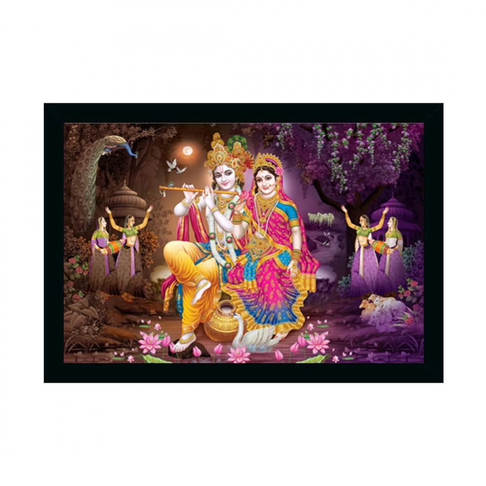 Amfyn Radha Krishna Painting with Synthetic Photo Frame (Multicolor)