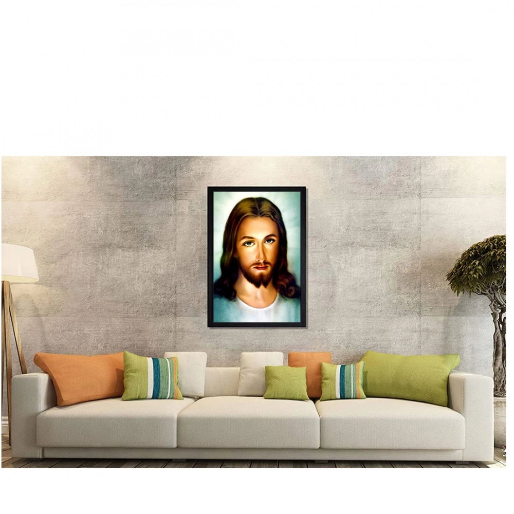 Amfyn Jesus Christ Painting with Synthetic Photo Frame (Multicolor)