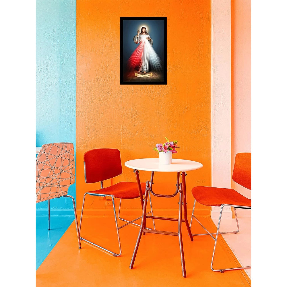 Amfyn Jesus Christ Painting with Synthetic Photo Frame (Multicolor)