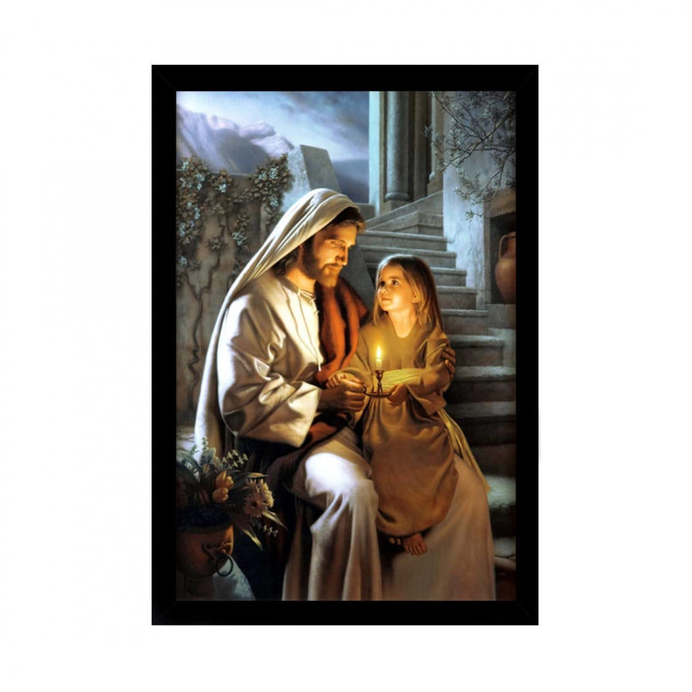 Amfyn Jesus Christ Painting with Synthetic Photo Frame (Multicolor)