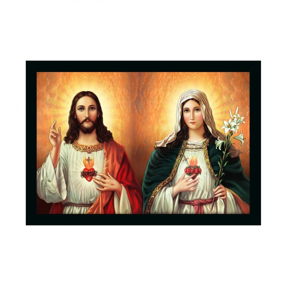 Amfyn Jesus Christ Painting with Synthetic Photo Frame (Multicolor)