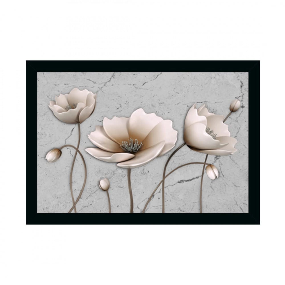 Amfyn Flower Painting with Synthetic Photo Frame (Multicolor)
