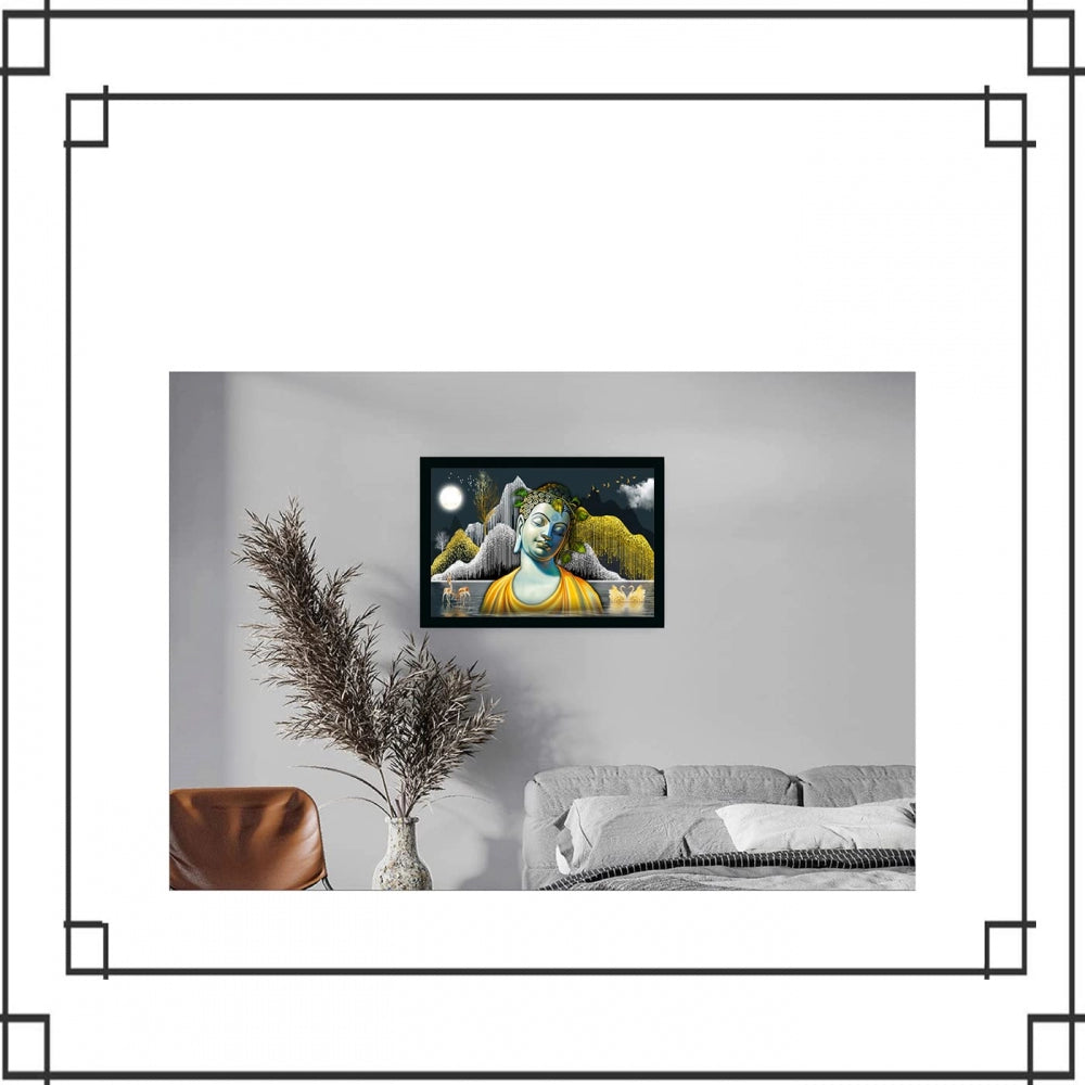 Fashion Buddha Painting with Synthetic Photo Frame (Multicolor)