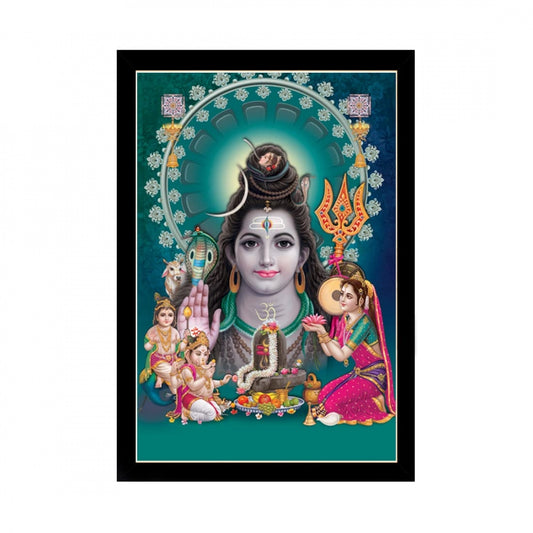Fashion Lord Shiva Painting with Synthetic Photo Frame (Multicolor)