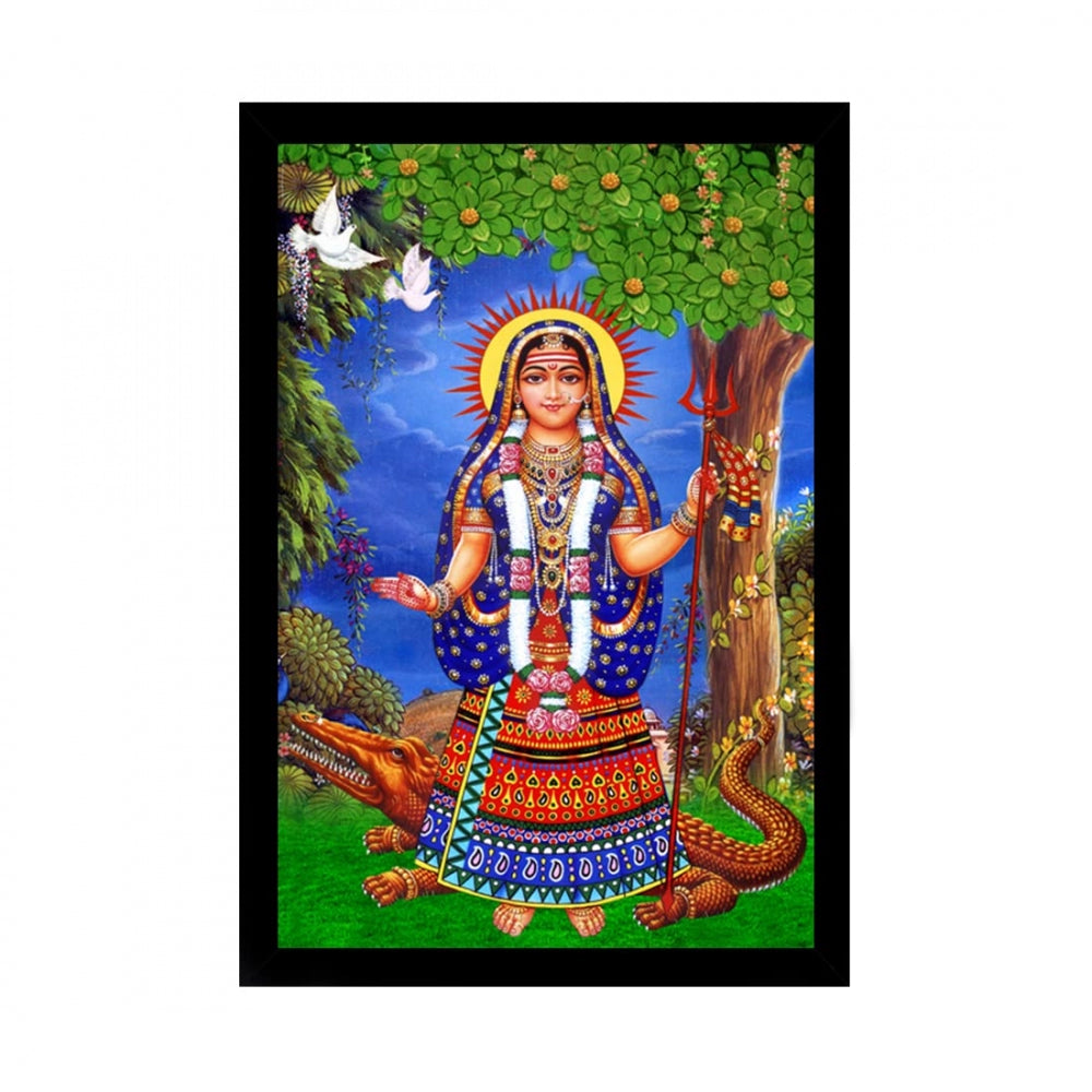 Amfyn Maa Khodal Painting with Synthetic Photo Frame (Multicolor)