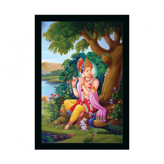 Amfyn Radha Krishna Painting with Synthetic Photo Frame (Multicolor)