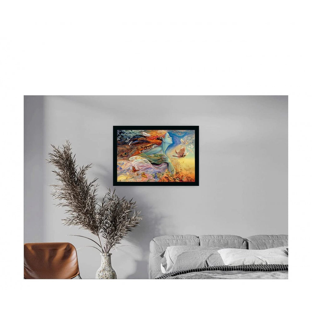Amfyn Modern Art Painting with Synthetic Photo Frame (Multicolor)