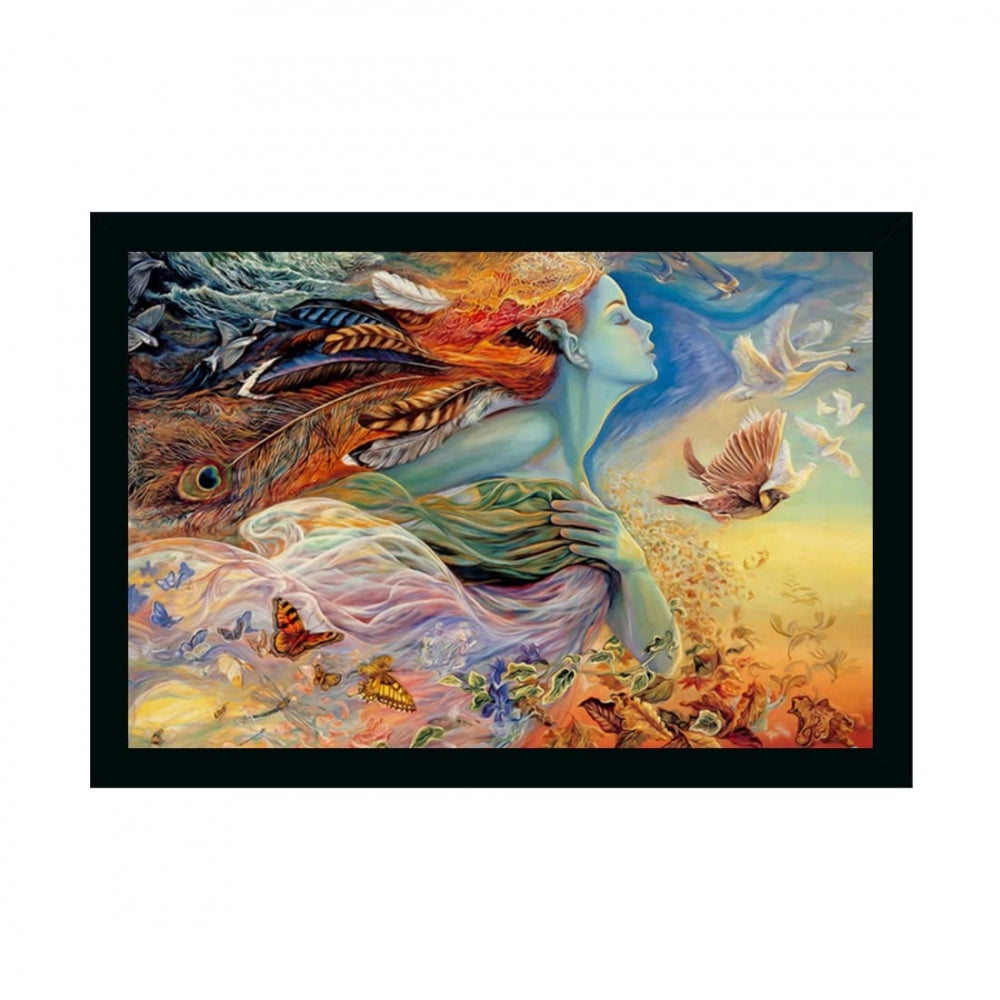 Amfyn Modern Art Painting with Synthetic Photo Frame (Multicolor)