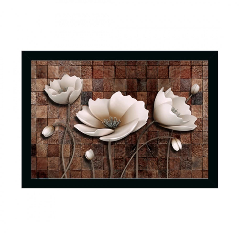 Amfyn Flower Painting with Synthetic Photo Frame (Multicolor)