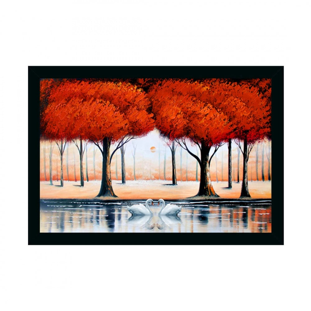 Amfyn Tree Painting Painting with Synthetic Photo Frame (Multicolor)