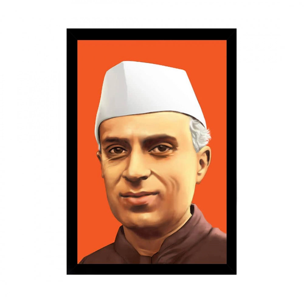 Amfyn Jawaharlal Nehru Painting with Synthetic Photo Frame (Multicolor)