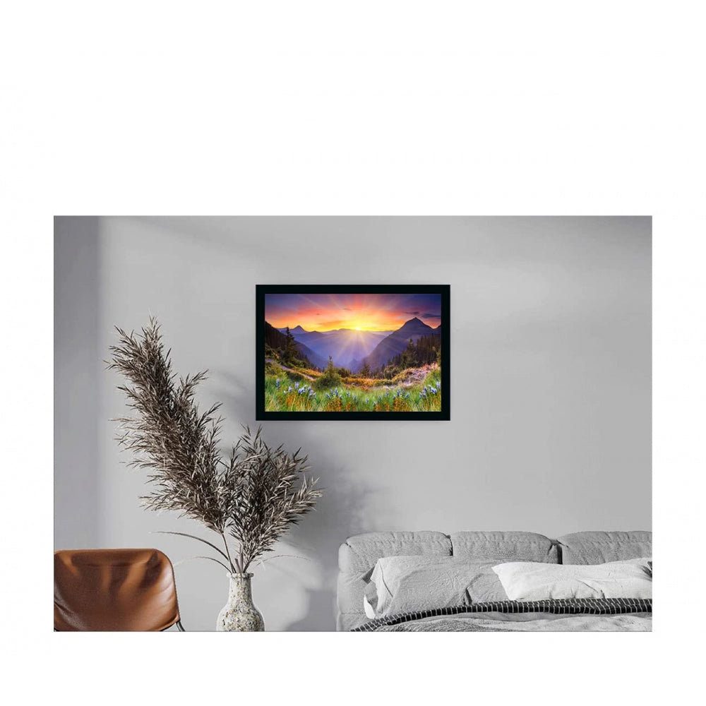 Amfyn Natural Scenery Painting with Synthetic Photo Frame (Multicolor)