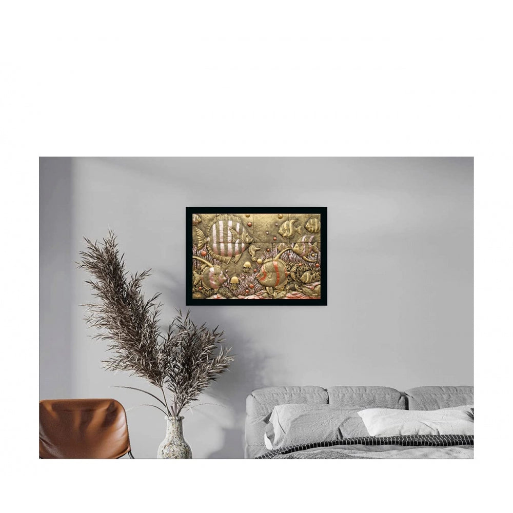 Amfyn Fish Painting Painting with Synthetic Photo Frame (Multicolor)