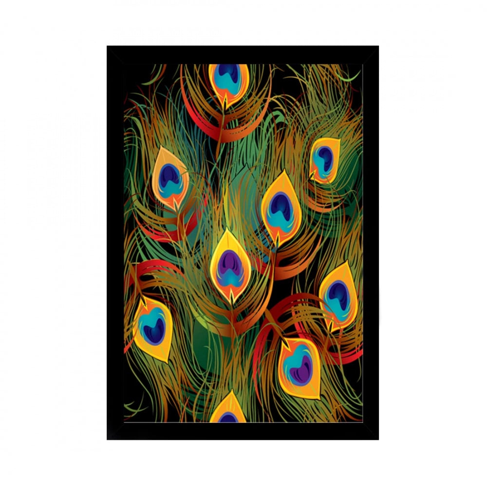 Amfyn Peacock Father Painting with Synthetic Photo Frame (Multicolor)