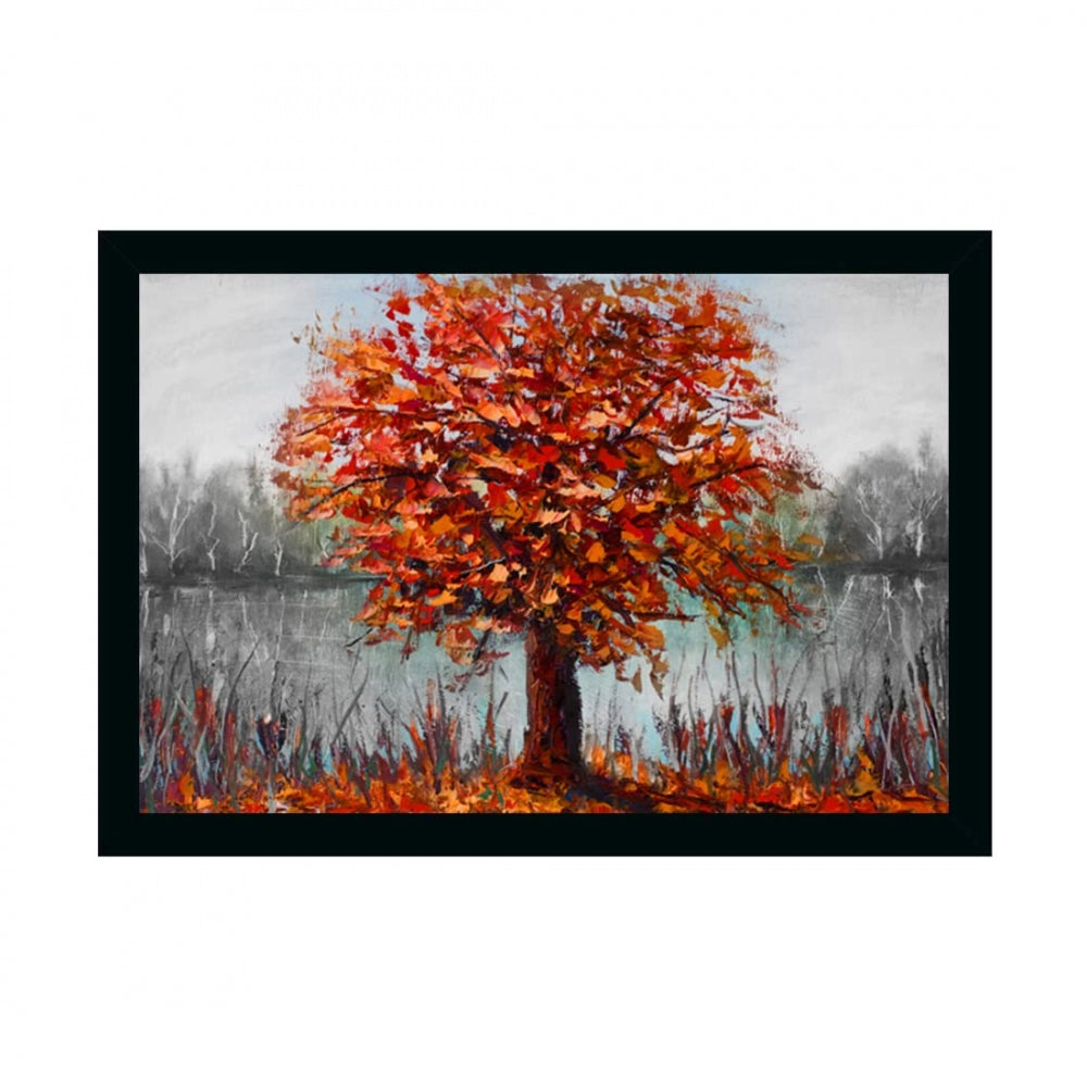 Amfyn Tree Painting Painting with Synthetic Photo Frame (Multicolor)
