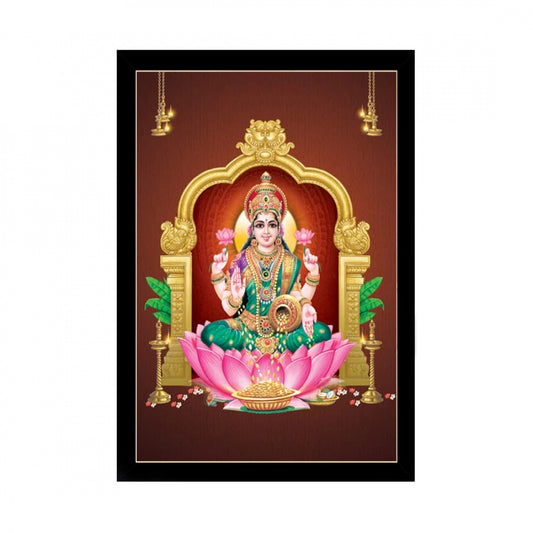 Amfyn Maa Laxmi Painting with Synthetic Photo Frame (Multicolor)