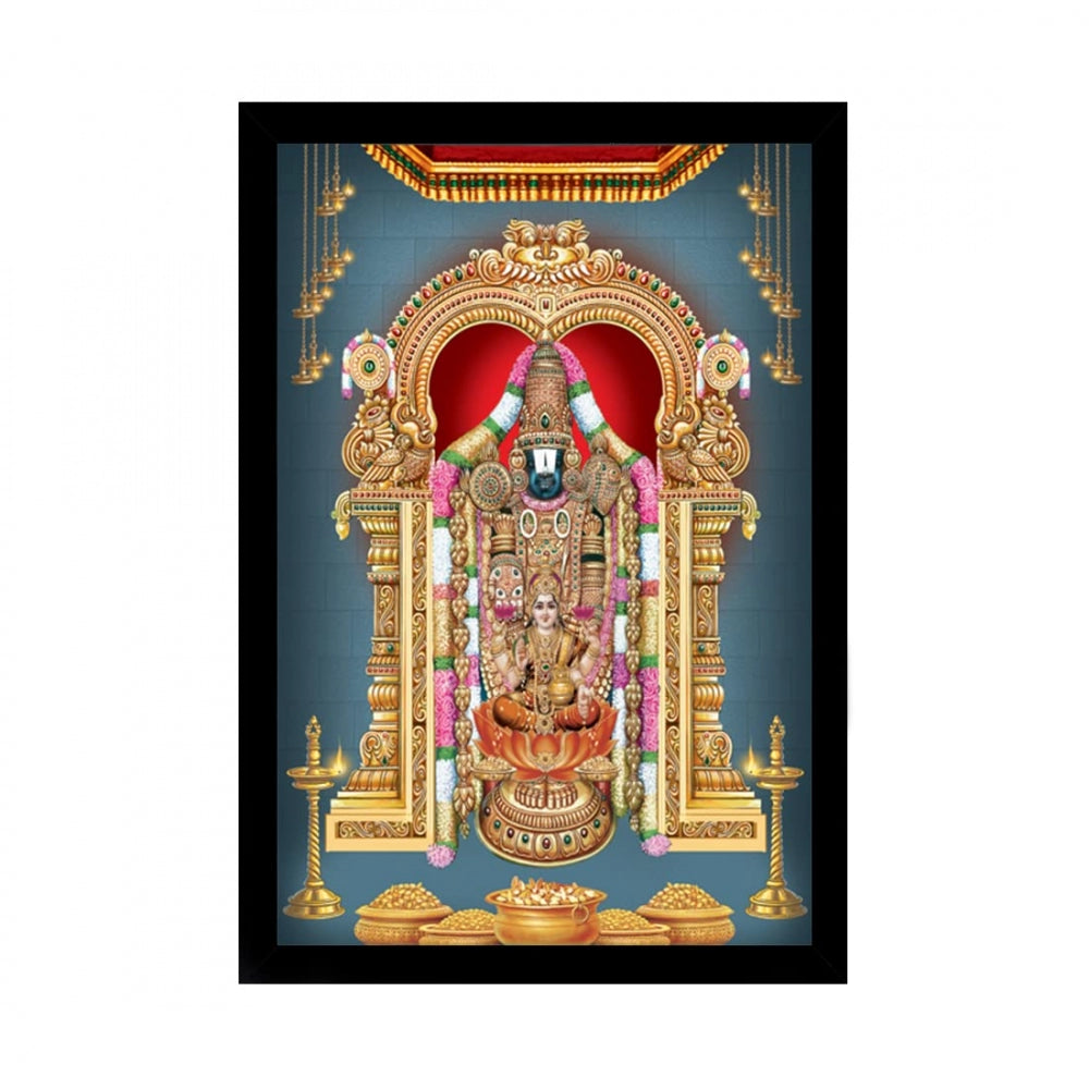 Amfyn Tirupati Balaji Painting with Synthetic Photo Frame (Multicolor)