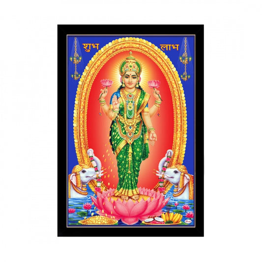 Amfyn Maa Laxmi Painting with Synthetic Photo Frame (Multicolor)