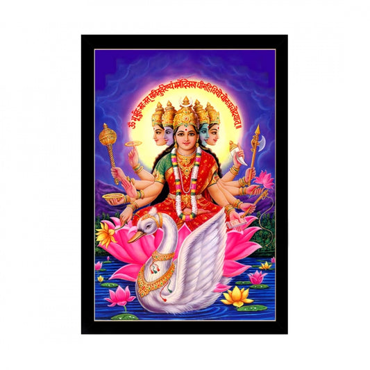 Amfyn Maa Laxmi Painting with Synthetic Photo Frame (Multicolor)