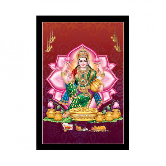 Amfyn Maa Laxmi Painting with Synthetic Photo Frame (Multicolor)