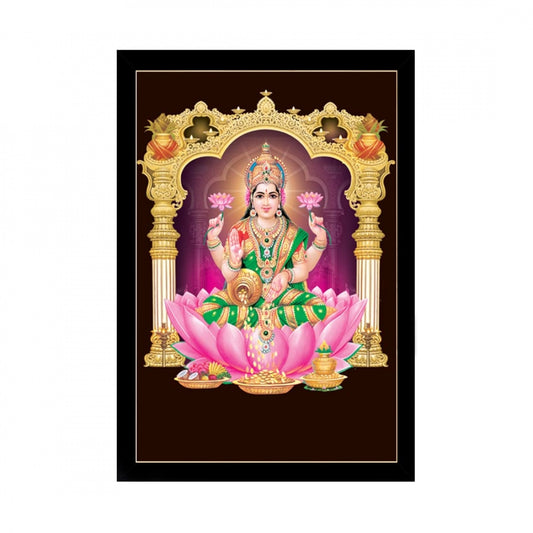 Amfyn Maa Laxmi Painting with Synthetic Photo Frame (Multicolor)