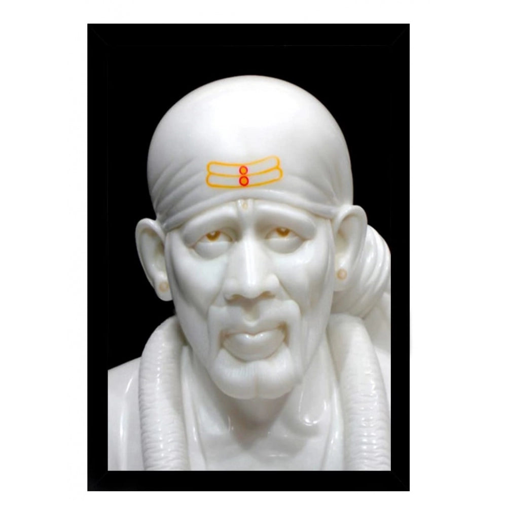 Amfyn Saibaba Painting with Synthetic Photo Frame (Multicolor)