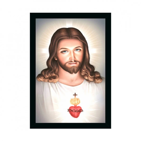 Amfyn Lord Jesus Christ Painting with Synthetic Photo Frame (Multicolor)