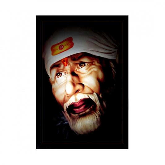 Amfyn Saibaba Painting with Synthetic Photo Frame (Multicolor)