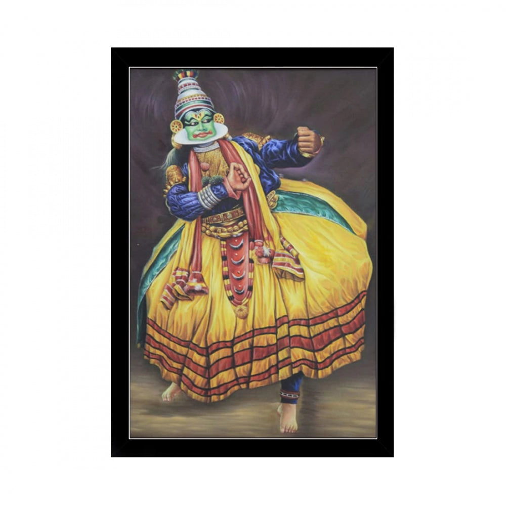 Amfyn Kerala Traditional Kathakali Painting with Synthetic Photo Frame (Multicolor)