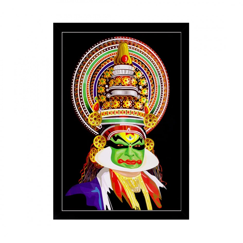 Amfyn Kerala Traditional Kathakali Painting with Synthetic Photo Frame (Multicolor)