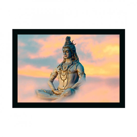 Fashion Lord Shiva Painting with Synthetic Photo Frame (Multicolor)