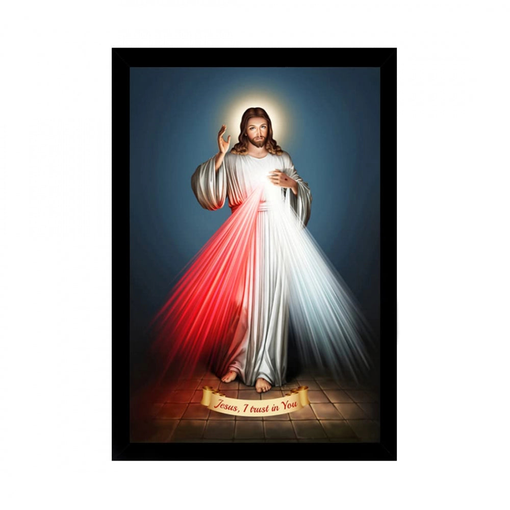 Amfyn Jesus Christ Painting with Synthetic Photo Frame (Multicolor)