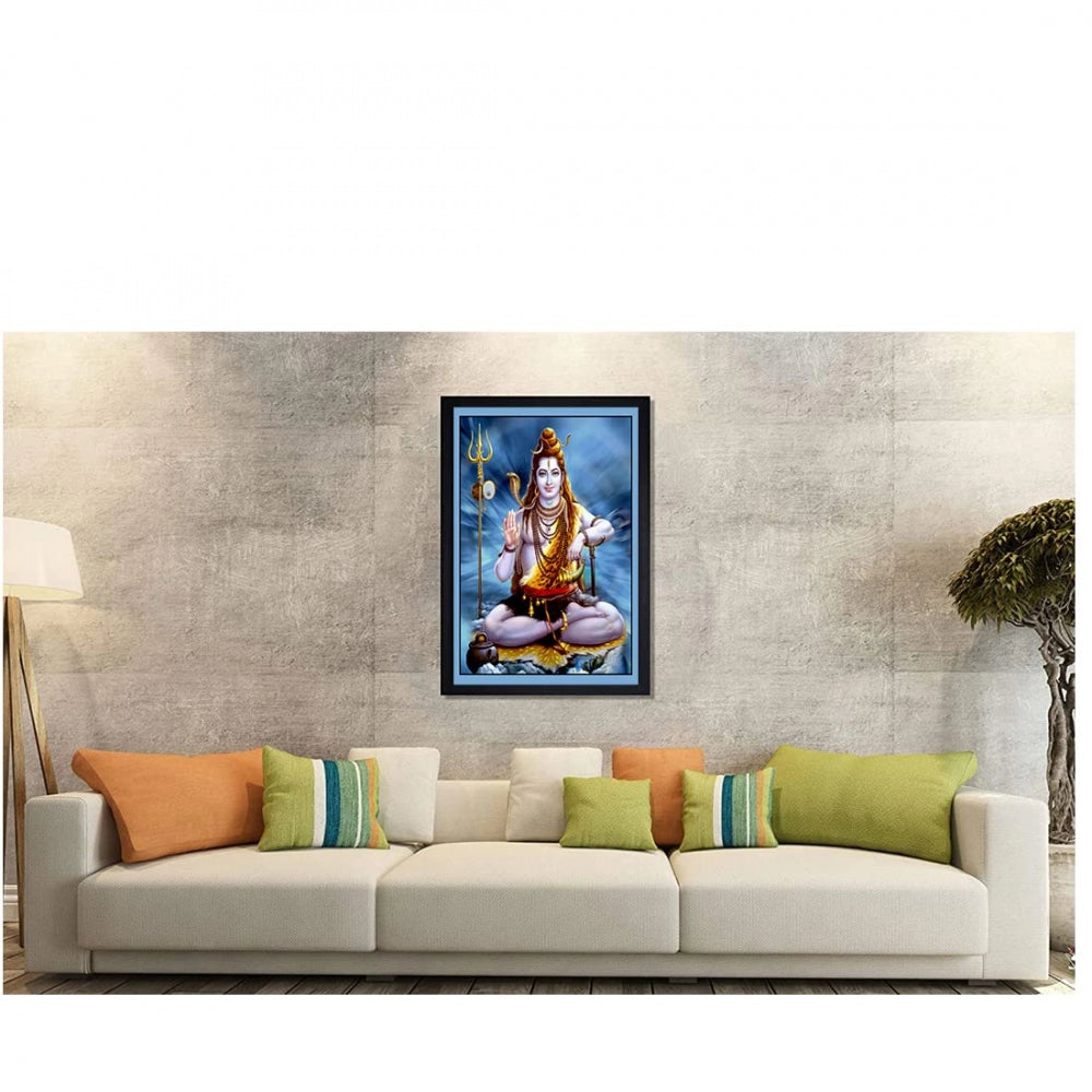 Fashion Lord Shiva Painting with Synthetic Photo Frame (Multicolor)