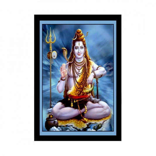 Fashion Lord Shiva Painting with Synthetic Photo Frame (Multicolor)