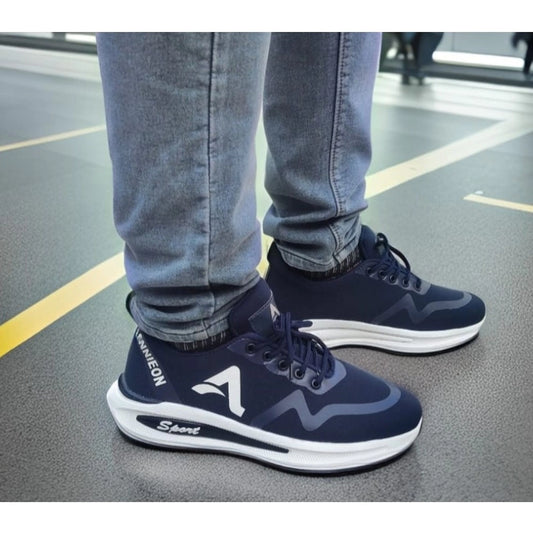 Amfyn Men's Solid Synthetic Casual Shoes (Navy Blue)