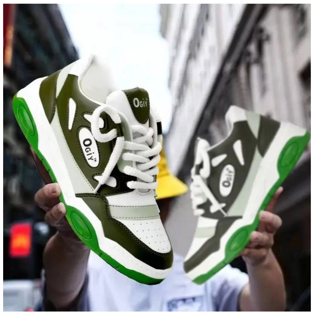 Amfyn Men's Solid Synthetic Casual Shoes (Green)