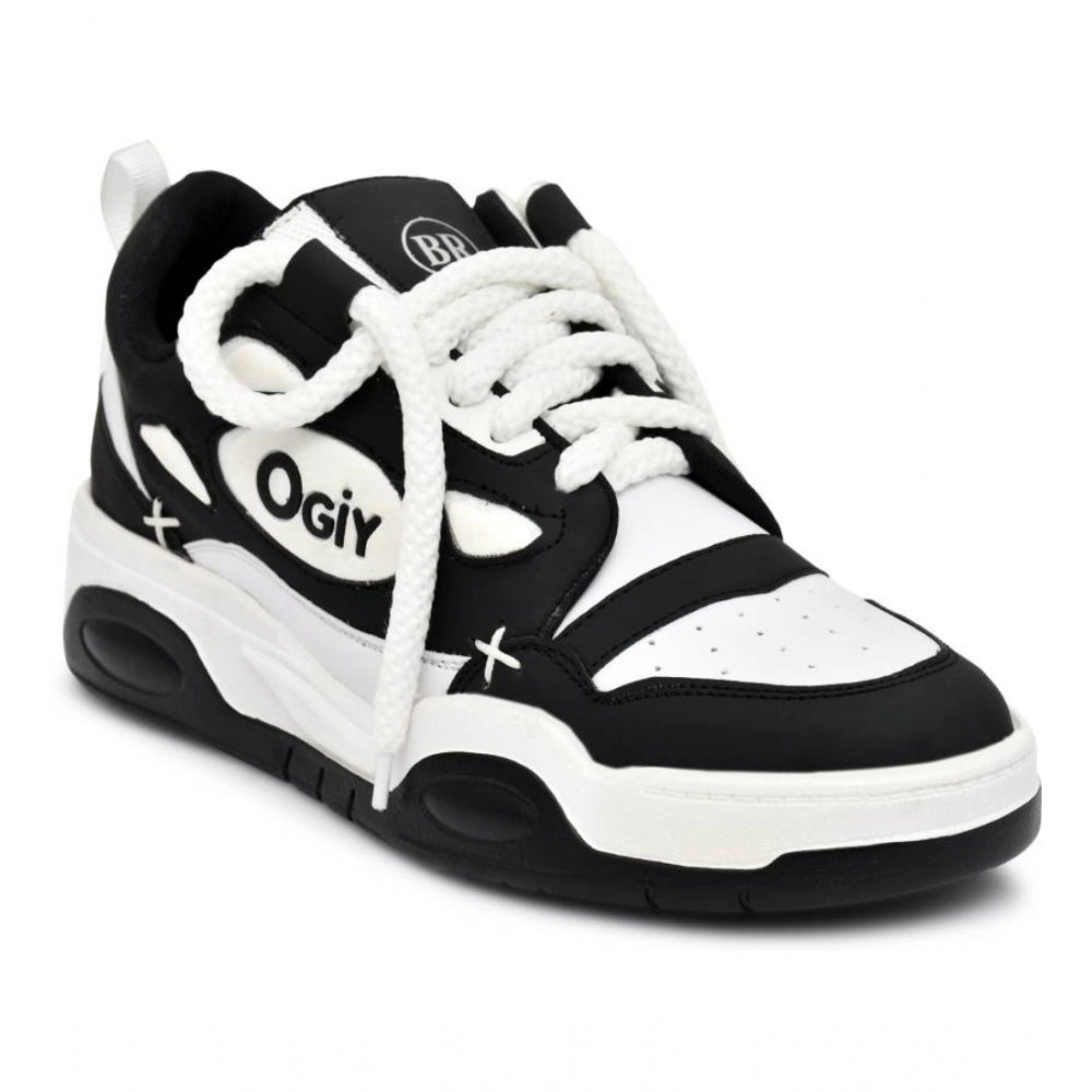 Amfyn Men's Solid Synthetic Casual Shoes (Black)