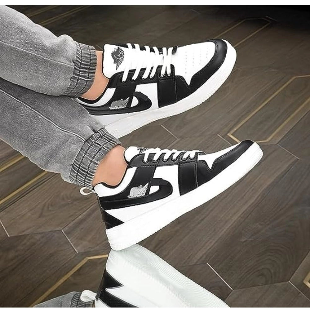 Amfyn Men's Solid Synthetic Casual Shoes (Black)