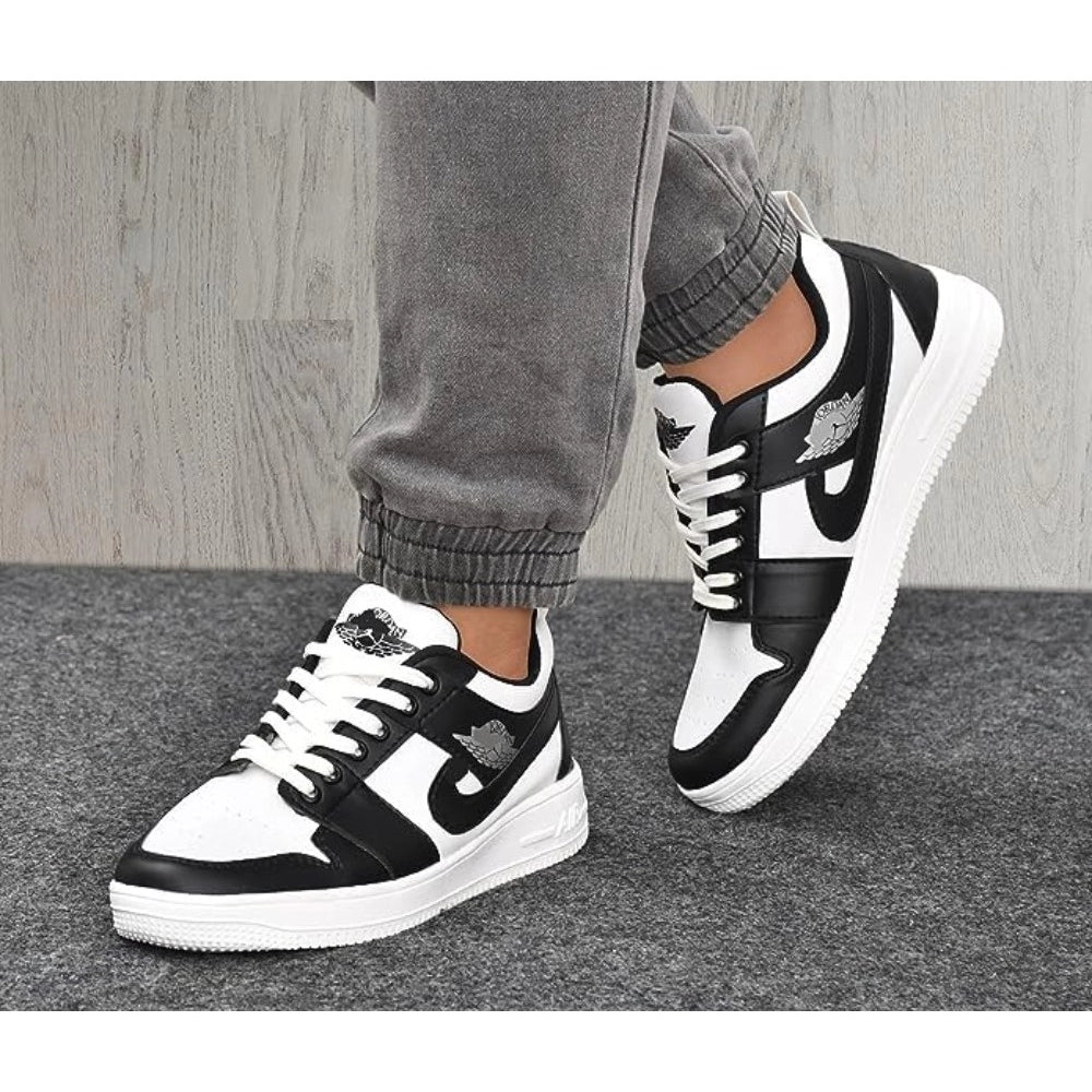 Amfyn Men's Solid Synthetic Casual Shoes (Black)