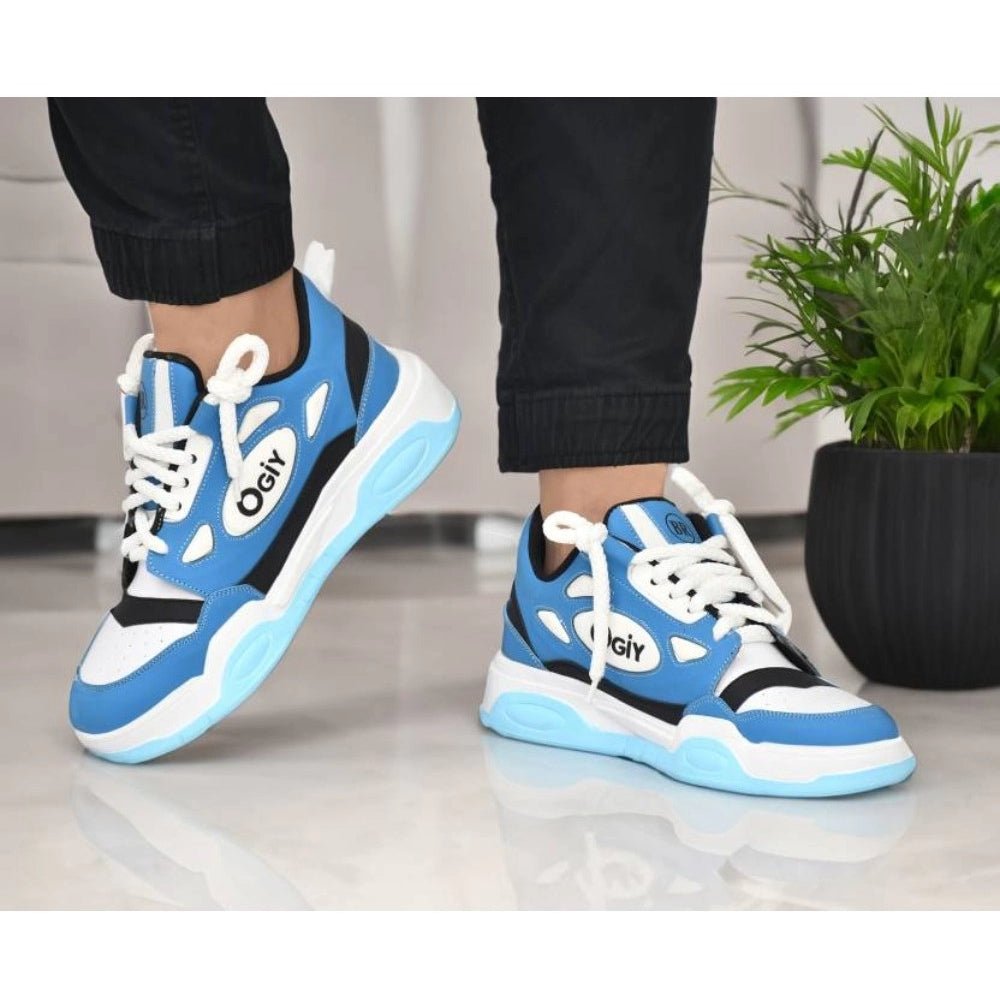 Amfyn Men's Solid Synthetic Casual Shoes (Blue)
