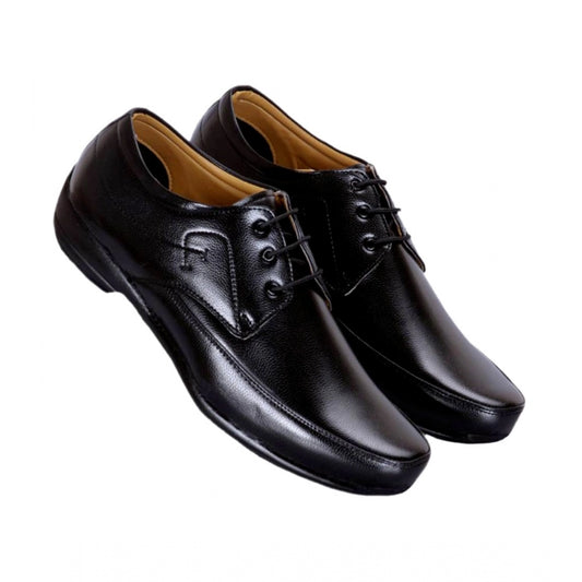Amfyn Men's Solid Synthetic Leather Formal Shoes (Black)