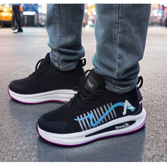 Amfyn Men's Solid Synthetic Casual Shoes (Blue)