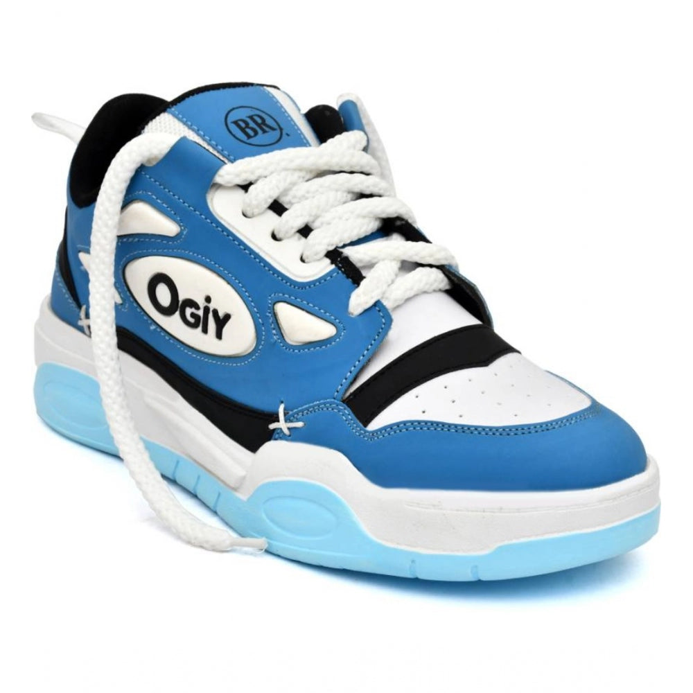 Amfyn Men's Solid Synthetic Casual Shoes (Blue)