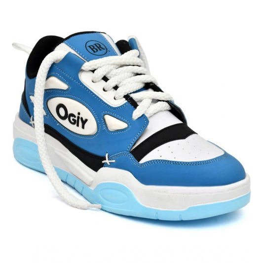 Amfyn Men's Solid Synthetic Casual Shoes (Blue)