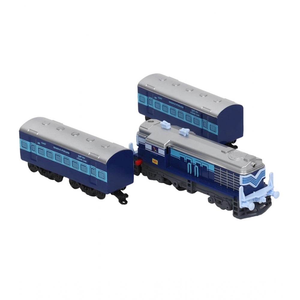 Amfyn Plastic Passenger Train Set With Tracks For Kids (Blue)