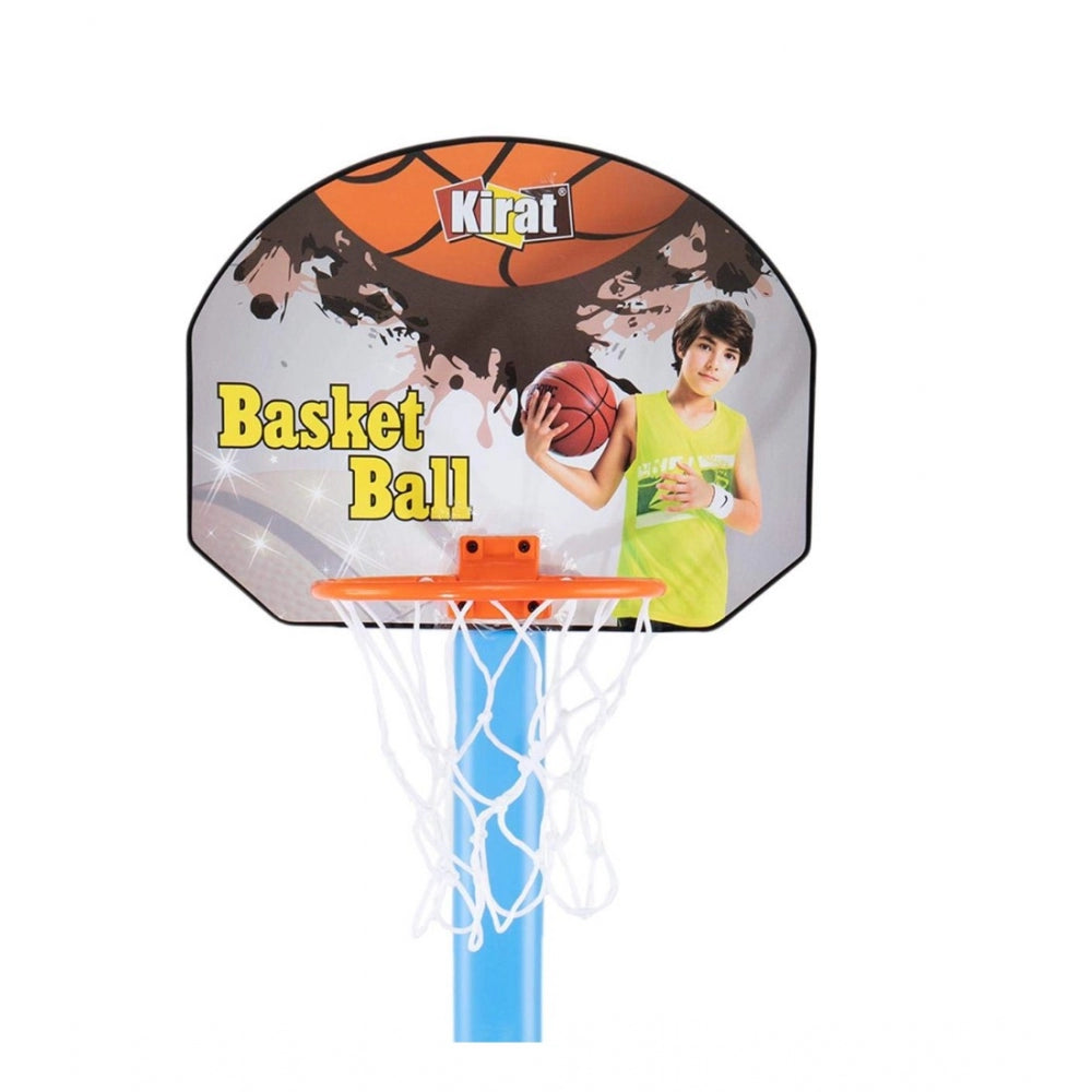 Amfyn Plastic Basketball For Kids 2 In1 Set With Adjustable Stand (Multicolor)