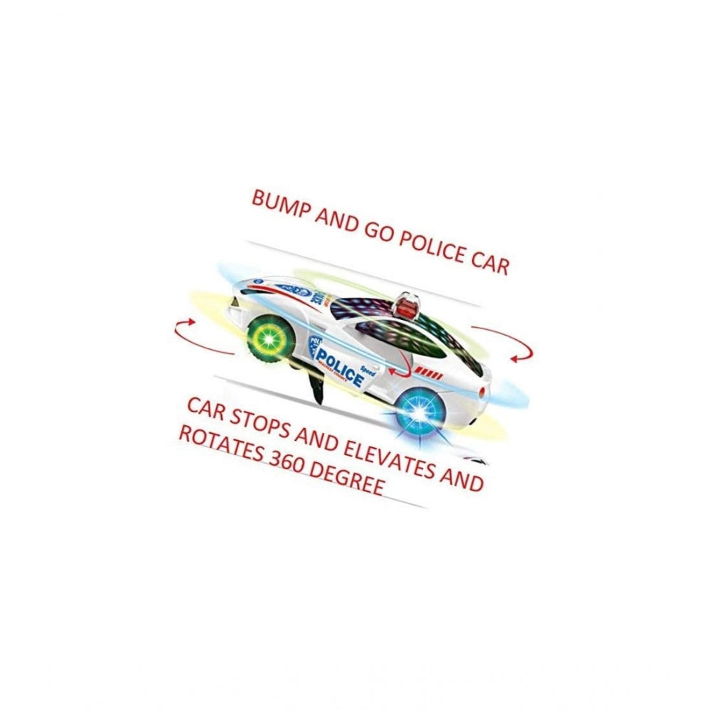 Amfyn Plastic Fun Flashing Lights In The Wheels And Realistic Sounds With Sirens Police Car Toy For Kids (White)